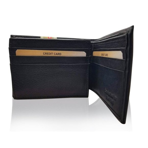 Real Leather Bifold Wallet for Men - Wallets with 9 Credit Cards 1 ID Window